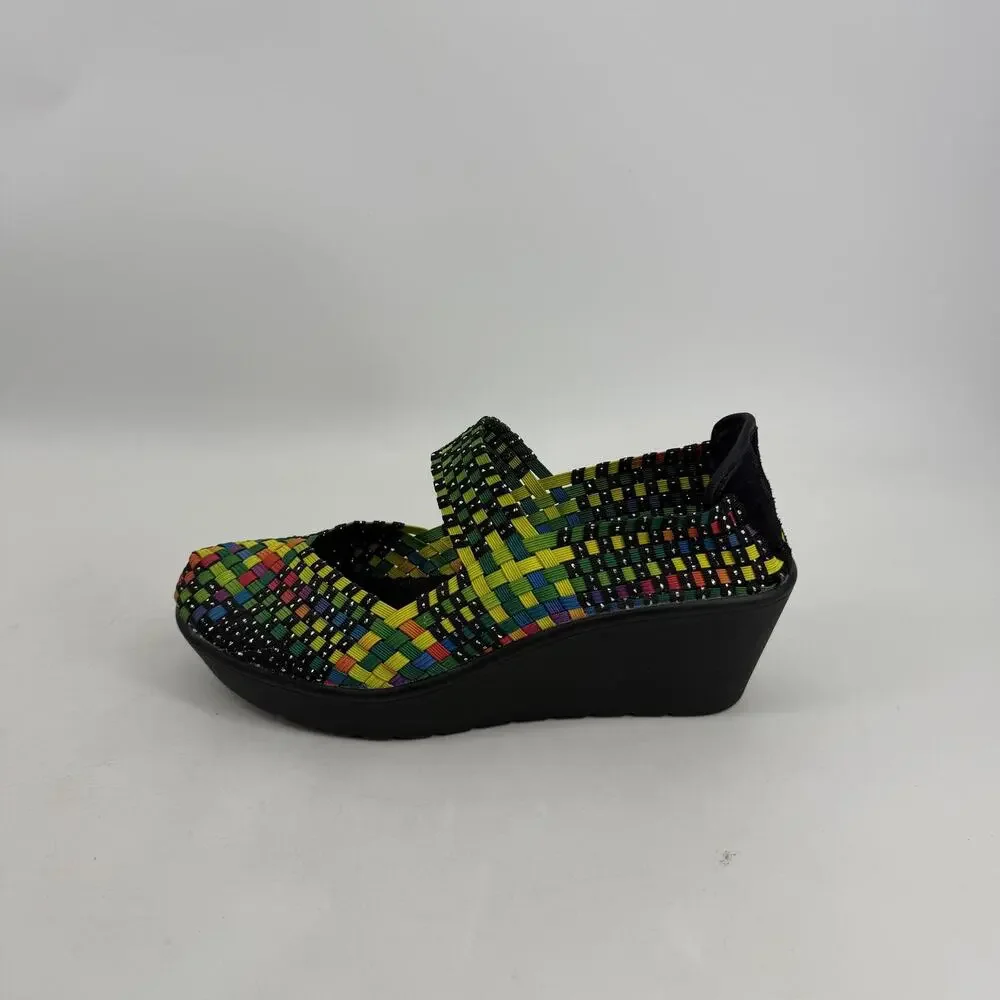 Steven By Steve Madden Brice Shoes Womens 8 Multicolor Woven Mary Jane Wedge